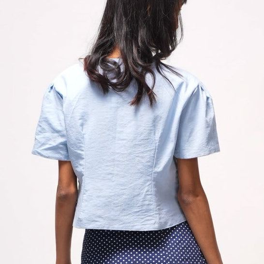 Reversible One-Button Wrap Top