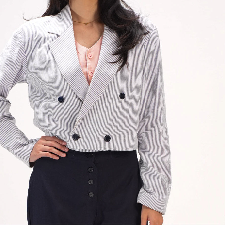 Reversible Cropped Blazer Jacket