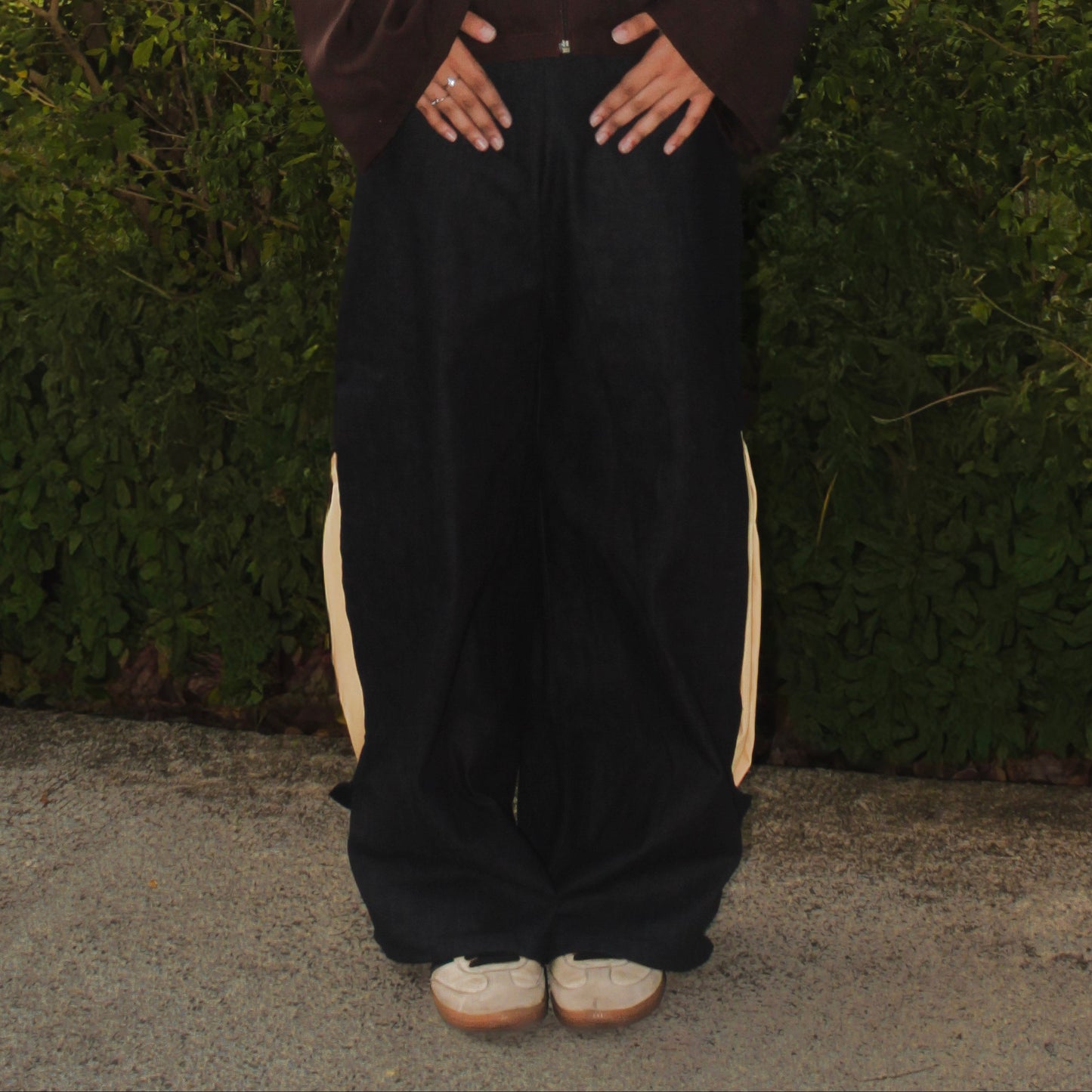 Wide Leg Pants with Peek-a-boo Pleats