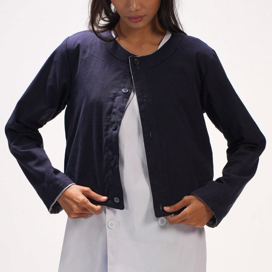 Reversible Long-Sleeve Button-Up Jacket