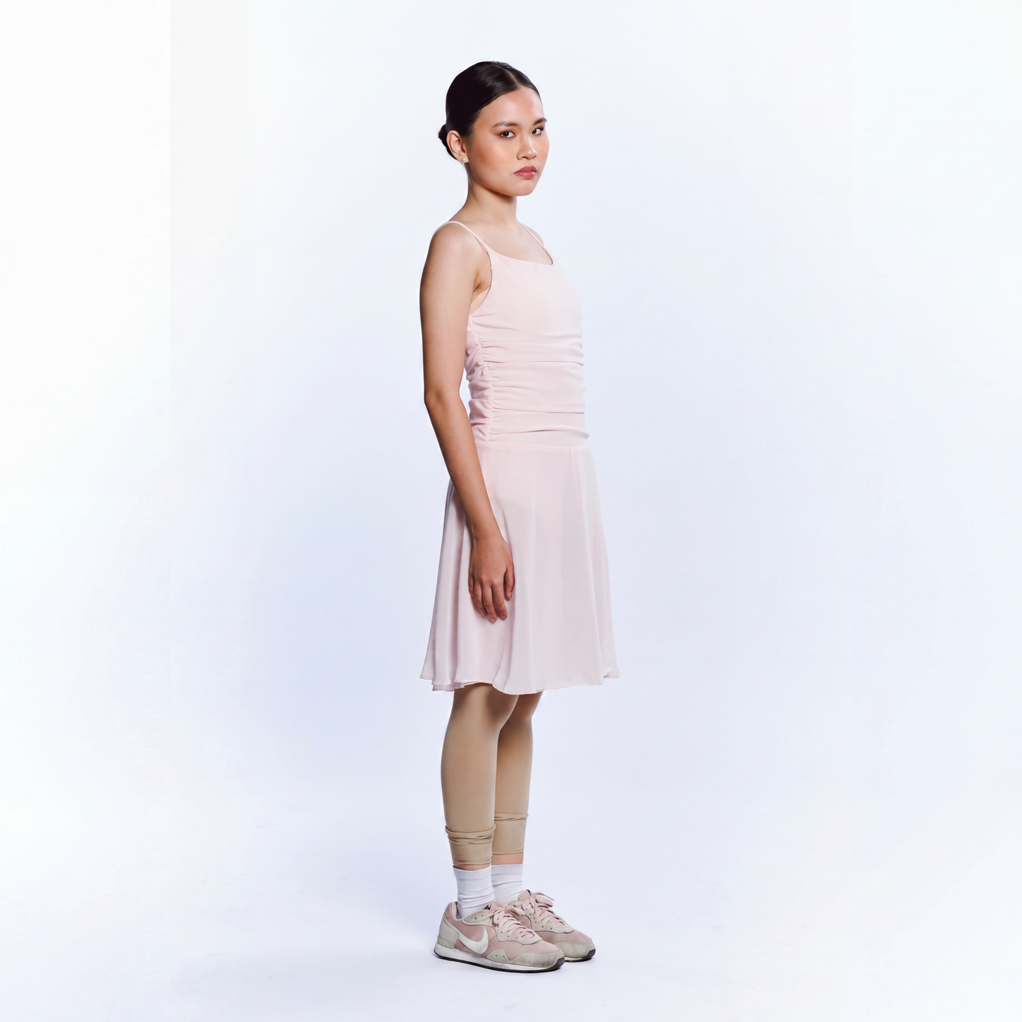 Sleeveless Gathered Leotard Dress