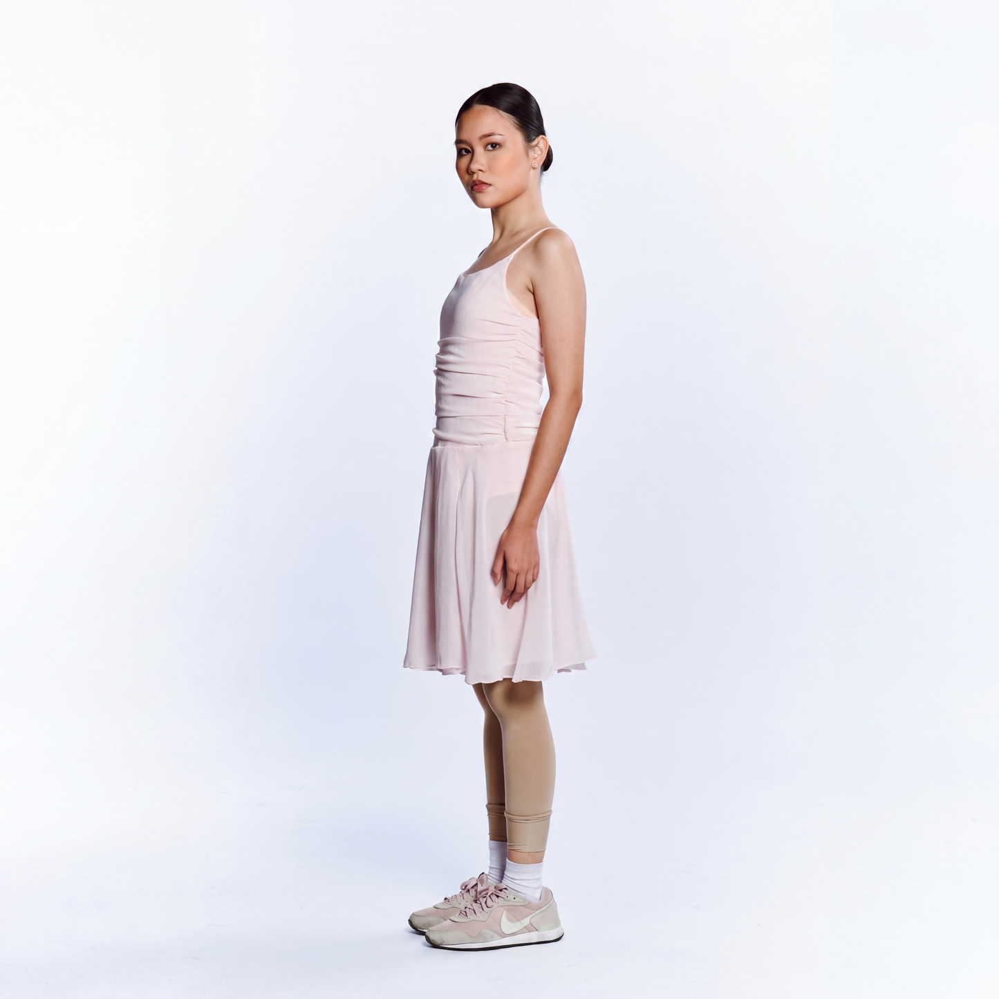 Sleeveless Gathered Leotard Dress