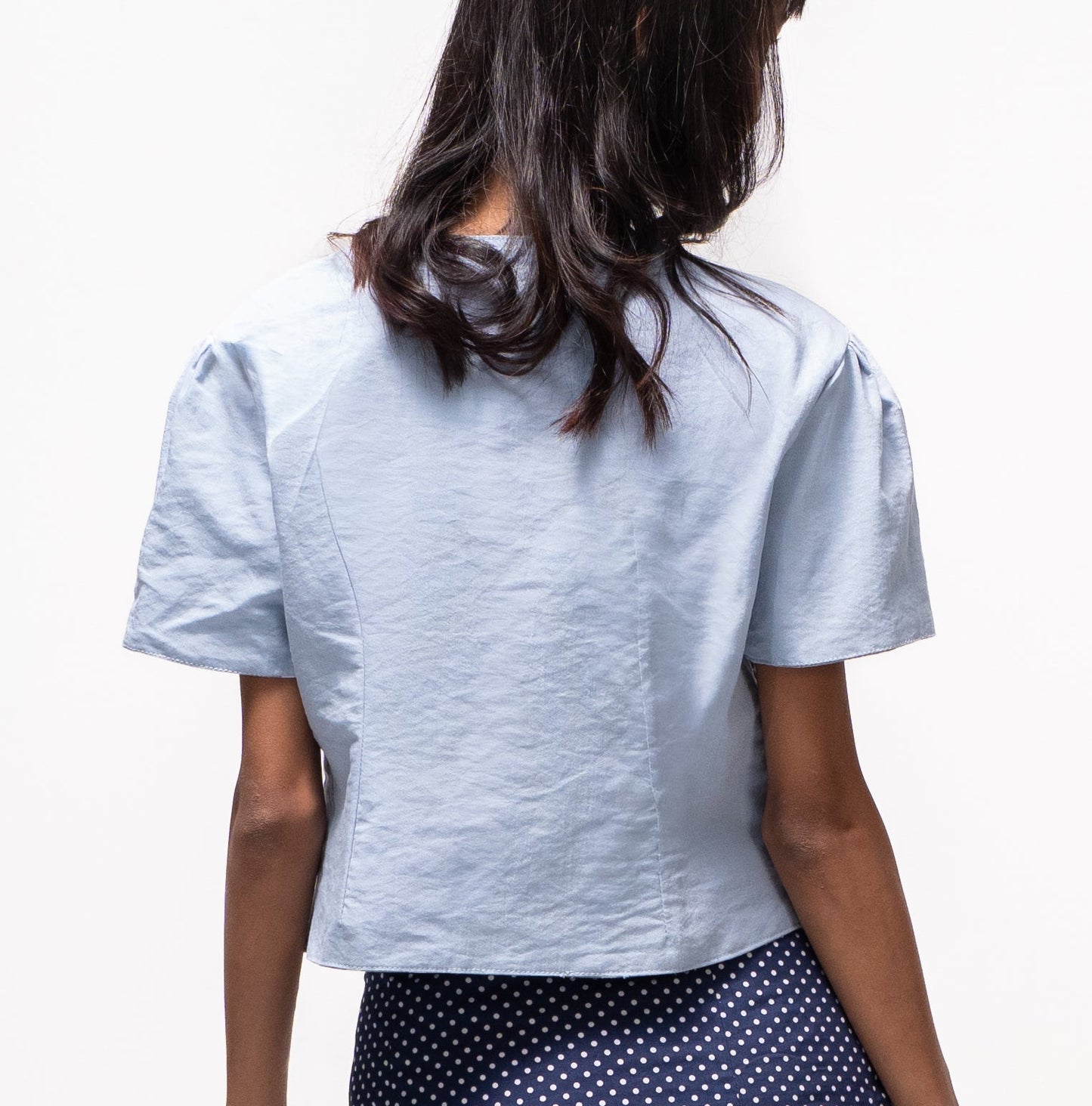 Reversible One-Button Wrap Top