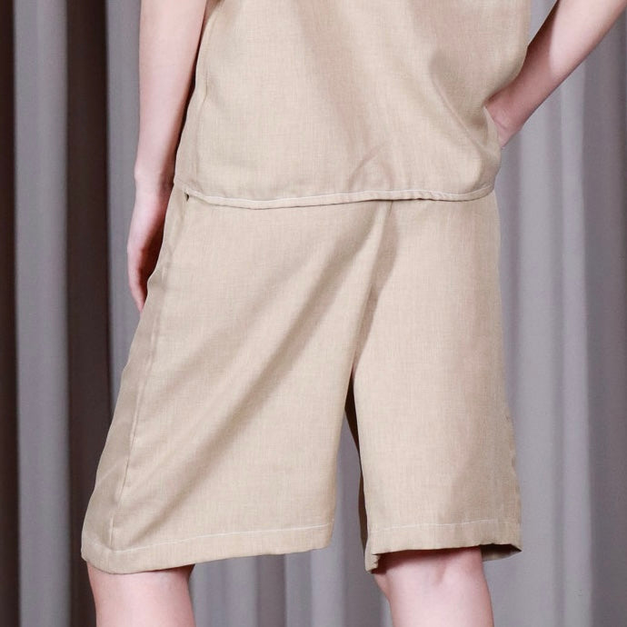 Boat Shorts with Frangipani Embroidery